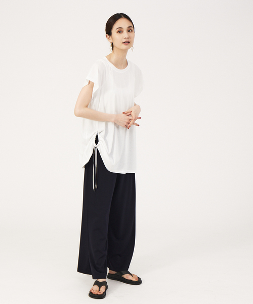 qualite（カリテ）の「ストライプテープドロストカットソー（Tシャツ/カットソー・レディース・オフホワイト/キャメル/ブルー・フリー）」の16枚目の写真