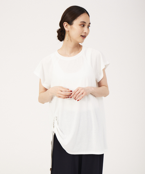 qualite（カリテ）の「ストライプテープドロストカットソー（Tシャツ/カットソー・レディース・オフホワイト/キャメル/ブルー・フリー）」の10枚目の写真