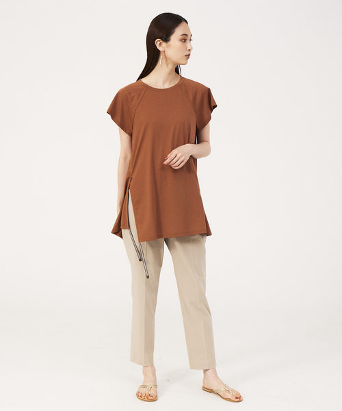 qualite（カリテ）の「ストライプテープドロストカットソー（Tシャツ/カットソー・レディース・オフホワイト/キャメル/ブルー・フリー）」の8枚目の写真