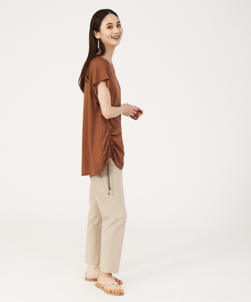 qualite（カリテ）の「ストライプテープドロストカットソー（Tシャツ/カットソー・レディース・オフホワイト/キャメル/ブルー・フリー）」の12枚目の写真