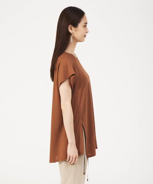 qualite（カリテ）の「ストライプテープドロストカットソー（Tシャツ/カットソー・レディース・オフホワイト/キャメル/ブルー・フリー）」の14枚目の写真