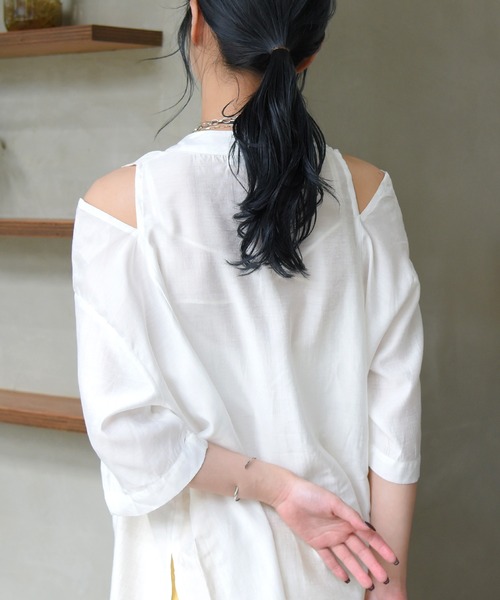sango（sango）の「型開きチュニックシャツ（シャツ/ブラウス・レディース・オフホワイト/イエロー系その他・FREE）」の9枚目の写真