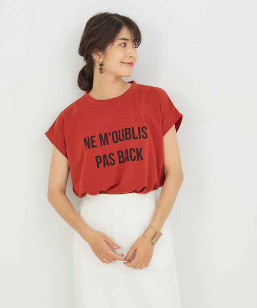 abahouse mavie（アバハウスマヴィ）の「フレンチオーバーロゴＴシャツ（Tシャツ/カットソー・レディース・ホワイト/チャコールグレー/ダークオレンジ・フリー）」の3枚目の写真