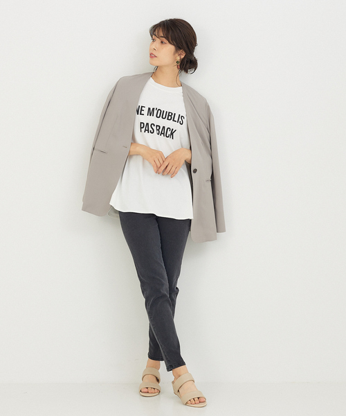 abahouse mavie（アバハウスマヴィ）の「フレンチオーバーロゴＴシャツ（Tシャツ/カットソー・レディース・ホワイト/チャコールグレー/ダークオレンジ・フリー）」の7枚目の写真