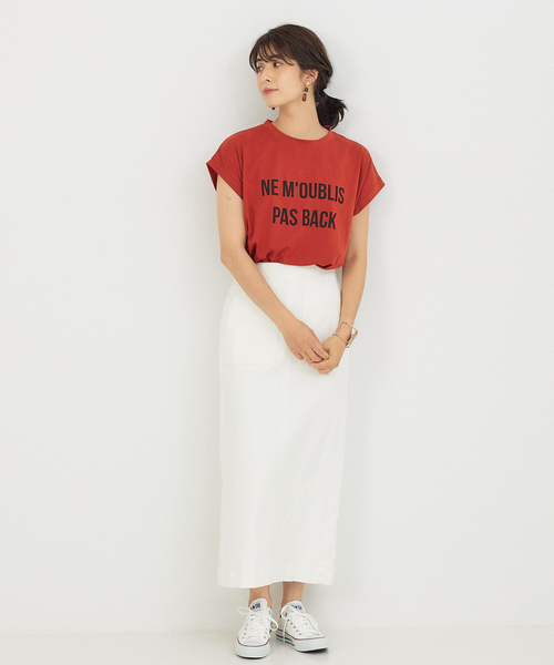 abahouse mavie（アバハウスマヴィ）の「フレンチオーバーロゴＴシャツ（Tシャツ/カットソー・レディース・ホワイト/チャコールグレー/ダークオレンジ・フリー）」の11枚目の写真