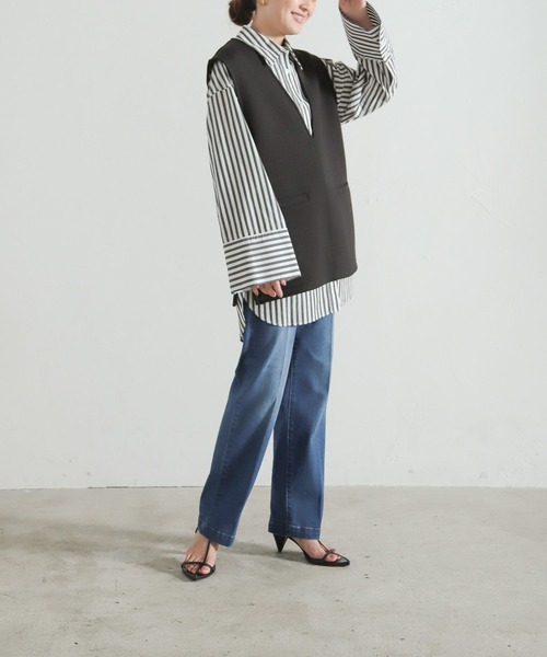 LEPSIM（レプシィム）の「【FOR I SERIES】ポケットツキベスト　158113（Tシャツ/カットソー・レディース・ブラック/ベージュ/カーキ・SMALL）」の6枚目の写真