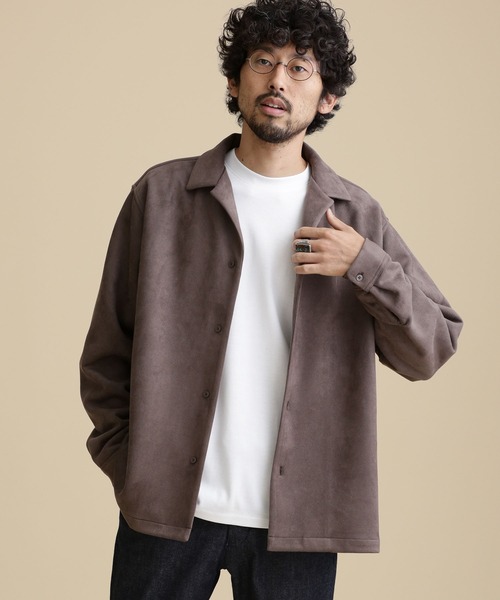 ナノユニバース フェイクスウェードオープンカラーシャツ サイズL*WC136 フェイクスウェードオープンカラーシャツ／ナノユニバース