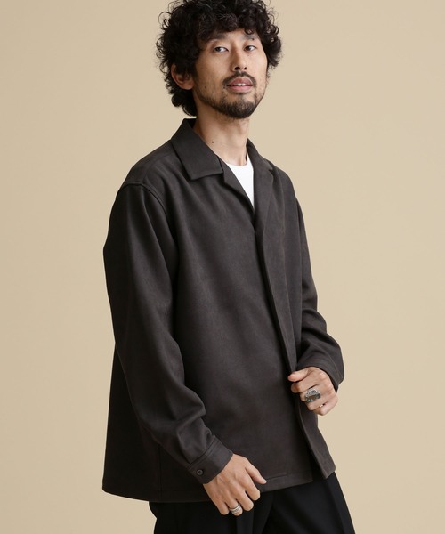 ナノユニバース フェイクスウェードオープンカラーシャツ サイズL*WC136 フェイクスウェードオープンカラーシャツ／ナノユニバース