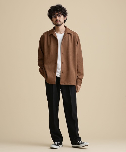 ナノユニバース フェイクスウェードオープンカラーシャツ サイズL*WC136 フェイクスウェードオープンカラーシャツ／ナノユニバース