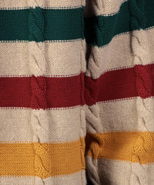 TOMORROWLAND （トゥモローランド）の「ウールナイロンコットン ケーブル×ボーダー Vネックカーディガン（カーディガン/ボレロ・メンズ・ブラック系その他/ベージュ系その他2・S/M）」の12枚目の写真