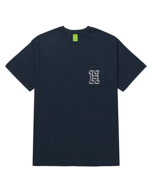 HUF（ハフ）の「TEAM H POCKET TEE / HUF プリントTシャツ（Tシャツ/カットソー・メンズ・ホワイト/ネイビー・SMALL/MEDIUM/LARGE/X-LARGE/XX-LARGE）」の2枚目の写真