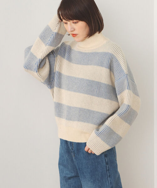 BEAMS HEART（ビームスハート）の「BEAMS HEART / 配色 ボーダー柄ニット（ニット/セーター・レディース・アイボリー/ブラック/ベージュ・FREE）」の17枚目の写真