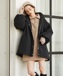 ハーフzip畦ニットミニワンピース