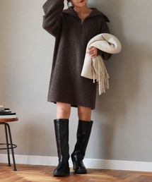 archives | ハーフｚｉｐ畦ニットミニワンピース(ワンピース)