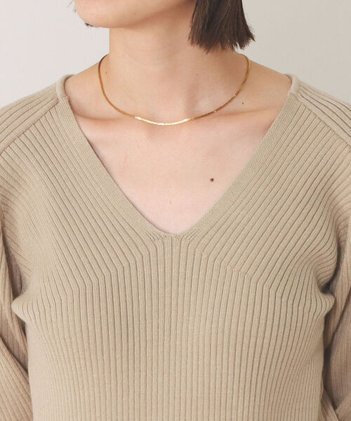 BEAMS HEART(ビームスハート)の「BEAMS HEART / Vネック リブプルオーバー(ニット/セーター・レディース・ブルー/ブラック/ベージュ・FREE)」の8枚目の写真