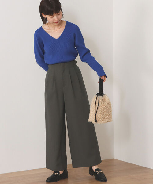 BEAMS HEART(ビームスハート)の「BEAMS HEART / Vネック リブプルオーバー(ニット/セーター・レディース・ブルー/ブラック/ベージュ・FREE)」の20枚目の写真