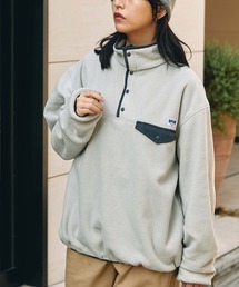 【SPOC STORE】ワンポイントロゴネーム オーバーサイズハーフボタンフリース