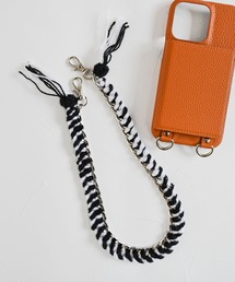 チェーン編みハンドスマホストラップ シルバー