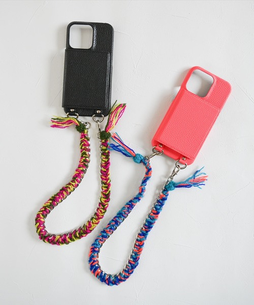 Editors Draw（エディターズドロー）の「チェーン編みハンドスマホストラップ シルバー（スマホグッズ・レディース・ホワイト×ブラック/ブラウン系その他/サックスブルー/ブラック×グレー/ピンク・ONE SIZE）」の9枚目の写真