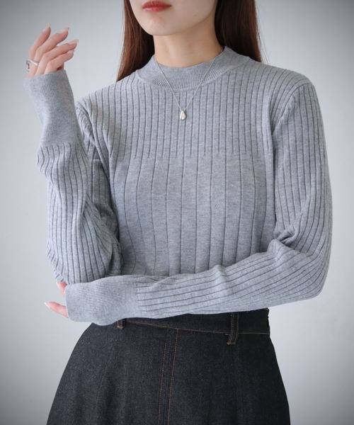 cheriella(シェリエラ)の「【cheriella】WEB限定ランダムリブプチハイネックニット新色追加 WEB LIMITED RANDOM RIB PETIT HIGH-NECK KNIT NEW COLOR(ニット/セーター・レディース・オフホワイト/パープル/レッド/ブラウン/ブラック/イエロー/ブルー/杢グレー・M)」の3枚目の写真