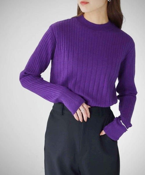 cheriella(シェリエラ)の「【cheriella】WEB限定ランダムリブプチハイネックニット新色追加 WEB LIMITED RANDOM RIB PETIT HIGH-NECK KNIT NEW COLOR(ニット/セーター・レディース・オフホワイト/パープル/レッド/ブラウン/ブラック/イエロー/ブルー/杢グレー・M)」の6枚目の写真