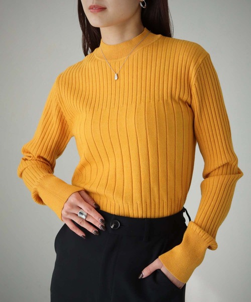 cheriella(シェリエラ)の「【cheriella】WEB限定ランダムリブプチハイネックニット新色追加 WEB LIMITED RANDOM RIB PETIT HIGH-NECK KNIT NEW COLOR(ニット/セーター・レディース・オフホワイト/パープル/レッド/ブラウン/ブラック/イエロー/ブルー/杢グレー・M)」の7枚目の写真