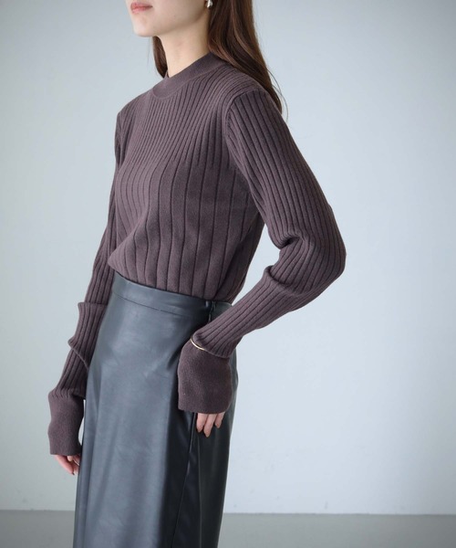 cheriella(シェリエラ)の「【cheriella】WEB限定ランダムリブプチハイネックニット新色追加 WEB LIMITED RANDOM RIB PETIT HIGH-NECK KNIT NEW COLOR(ニット/セーター・レディース・オフホワイト/パープル/レッド/ブラウン/ブラック/イエロー/ブルー/杢グレー・M)」の12枚目の写真