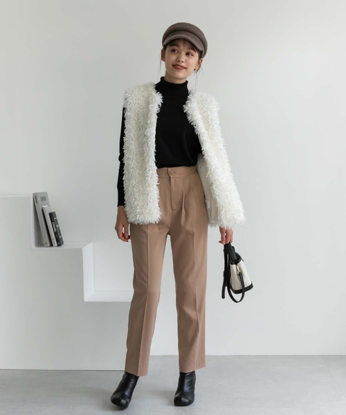 Edit Sheen(エディットシーン)の「プチハイネックトップス(ニット/セーター・レディース・ブラック/アイボリー/ホワイト×ブラック/オレンジ/グリーン/イエロー・M)」の12枚目の写真