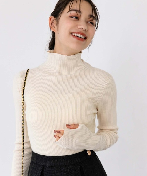 Edit Sheen(エディットシーン)の「プチハイネックトップス(ニット/セーター・レディース・ブラック/アイボリー/ホワイト×ブラック/オレンジ/グリーン/イエロー・M)」の14枚目の写真