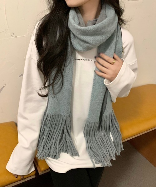 yuue' ( wear )（ユーイ）の「大判カラーマフラー（マフラー・レディース・グレー/グリーン/ベージュ・FREE）」の3枚目の写真