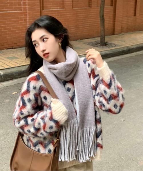 yuue' ( wear )（ユーイ）の「大判カラーマフラー（マフラー・レディース・グレー/グリーン/ベージュ・FREE）」の7枚目の写真