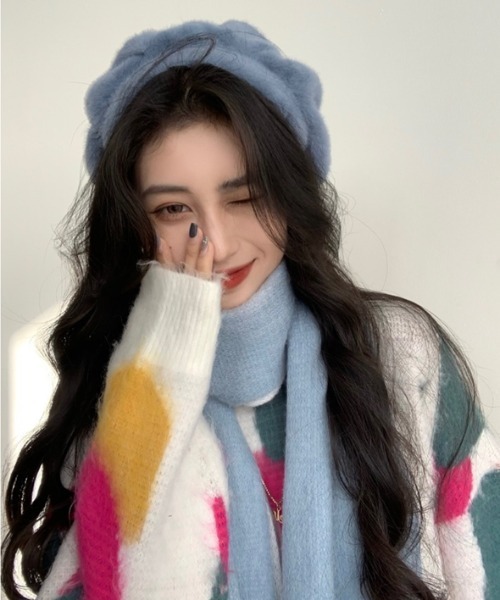 yuue' ( wear )（ユーイ）の「大判カラーマフラー（マフラー・レディース・グレー/グリーン/ベージュ・FREE）」の8枚目の写真