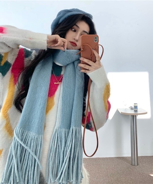 yuue' ( wear )（ユーイ）の「大判カラーマフラー（マフラー・レディース・グレー/グリーン/ベージュ・FREE）」の10枚目の写真