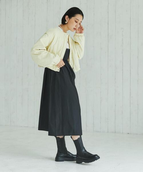 coen（コーエン）の「ショートパフブルゾン（ノーカラージャケット・レディース・ブラック/オフホワイト・M/L）」の12枚目の写真