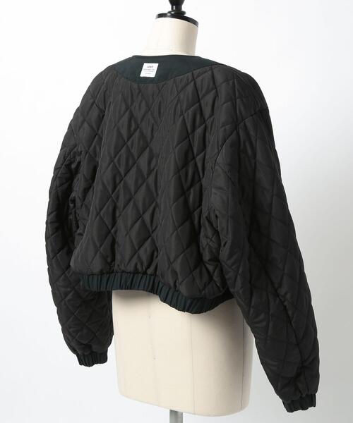 coen（コーエン）の「ショートパフブルゾン（ノーカラージャケット・レディース・ブラック/オフホワイト・M/L）」の19枚目の写真