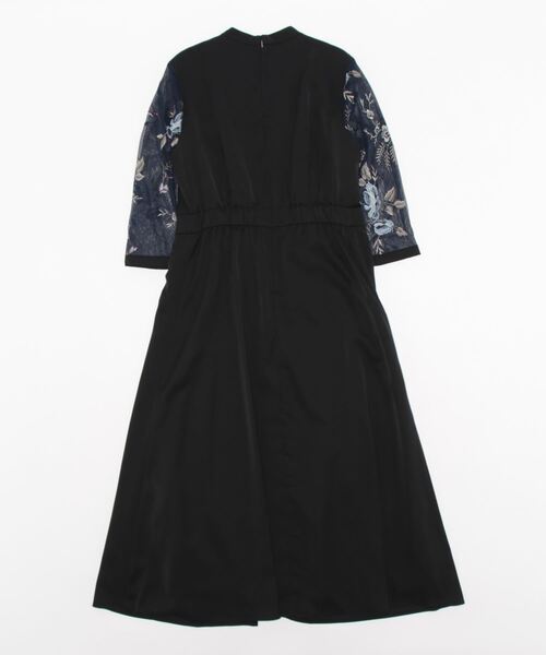 Callarus スタンドカラーフロント刺繍レース切替デザインワンピースドレス Callarus ドレス 「Callarus」スタンドカラーフロント刺繍レース