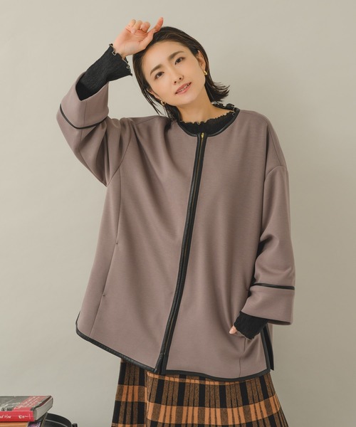 【KATHARINE ROSS】ダンボールパイピングコート 神奈川激安 ダンボールニットボックスタックスカート·ポケットファーノーカラーコート ひざ丈スカート