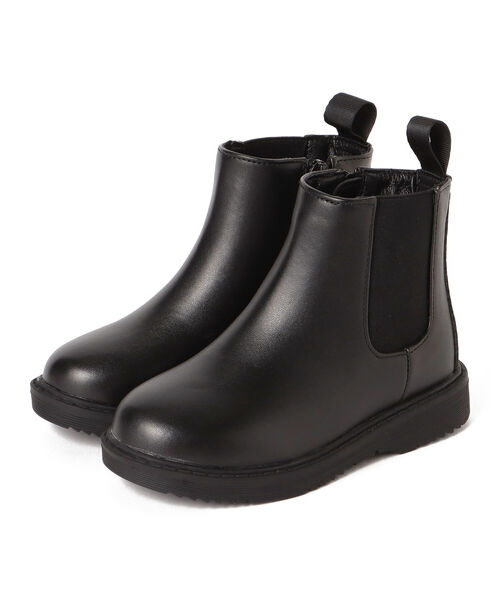 BEAMS mini（ビームスミニ）の「BEAMS mini / フェイクレザー サイドゴアブーツ（16～19cm）（ブーツ・キッズ・ブラック/チャコールグレー・19/17/18/16）」の2枚目の写真