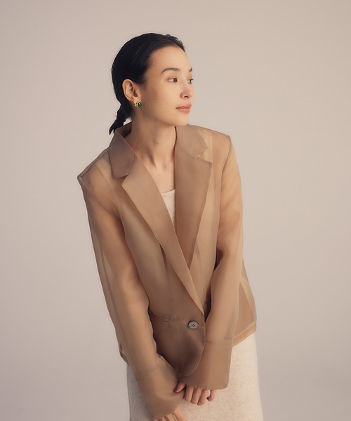 RANDEBOO（ランデブー）の「See through jacket（テーラードジャケット・レディース・ベージュ/ブラック・FREE）」の14枚目の写真