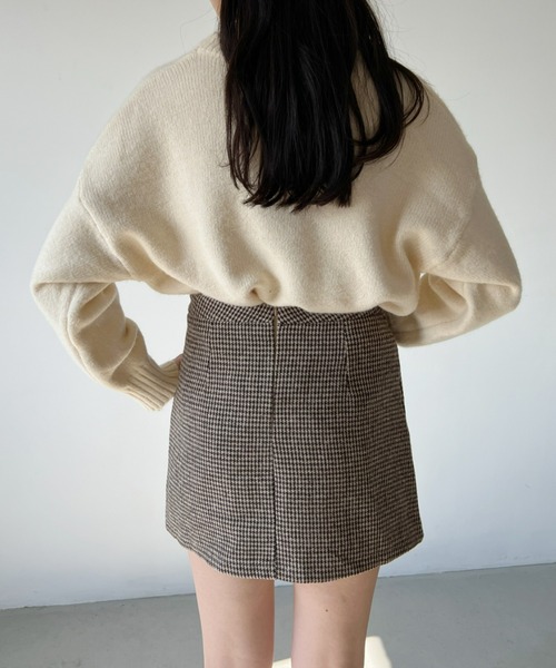 CLEA(クレア)の「千鳥格子/チェック柄台形スカート(スカート・レディース・ブラウン/ブラック・FREE)」の9枚目の写真