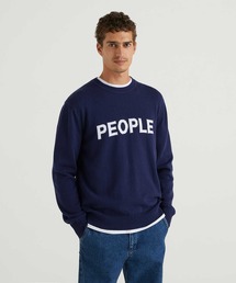 フロントロゴクルーネックコットンニット・セーター