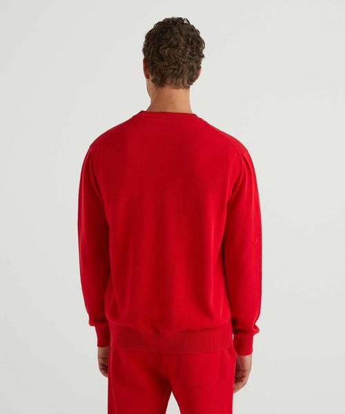 BENETTON (UNITED COLORS OF BENETTON)（ベネトンユナイテッドカラーズオブベネトン）の「フロントロゴクルーネックコットンニット・セーター（ニット/セーター・メンズ・ネイビー/レッド/グレー/グリーン・MEDIUM/SMALL/LARGE/X-SMALL）」の15枚目の写真