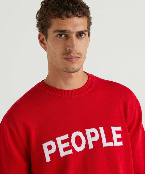 BENETTON (UNITED COLORS OF BENETTON)（ベネトンユナイテッドカラーズオブベネトン）の「フロントロゴクルーネックコットンニット・セーター（ニット/セーター・メンズ・ネイビー/レッド/グレー/グリーン・MEDIUM/SMALL/LARGE/X-SMALL）」の14枚目の写真