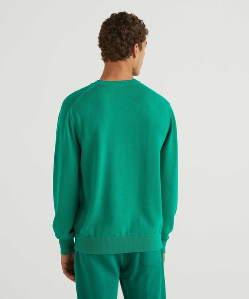 BENETTON (UNITED COLORS OF BENETTON)（ベネトンユナイテッドカラーズオブベネトン）の「フロントロゴクルーネックコットンニット・セーター（ニット/セーター・メンズ・ネイビー/レッド/グレー/グリーン・MEDIUM/SMALL/LARGE/X-SMALL）」の11枚目の写真