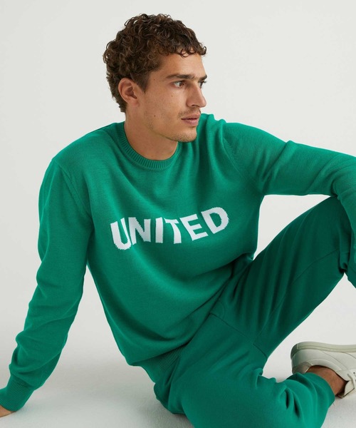 BENETTON (UNITED COLORS OF BENETTON)（ベネトンユナイテッドカラーズオブベネトン）の「フロントロゴクルーネックコットンニット・セーター（ニット/セーター・メンズ・ネイビー/レッド/グレー/グリーン・MEDIUM/SMALL/LARGE/X-SMALL）」の10枚目の写真