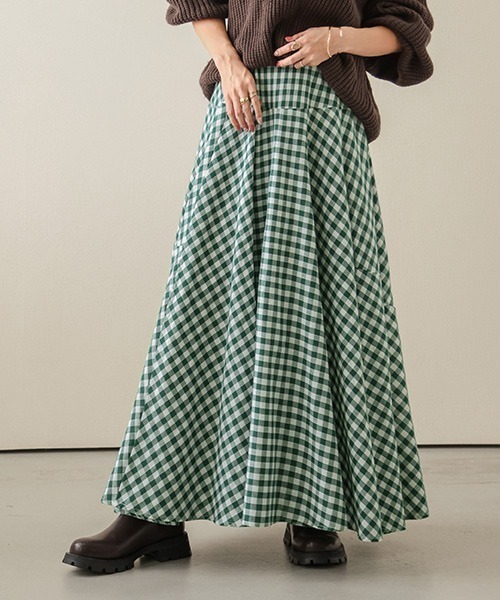 La-gemme（ラジェム）の「ギンガムチェックマキシフレアスカート（スカート・レディース・グレー/ブルー/ブラック/ブラウン/レッド/グリーン・C/フリー）」の20枚目の写真