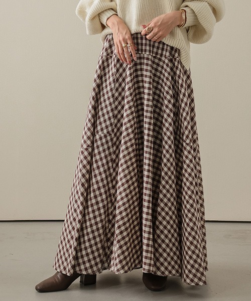 La-gemme（ラジェム）の「ギンガムチェックマキシフレアスカート（スカート・レディース・グレー/ブルー/ブラック/ブラウン/レッド/グリーン・C/フリー）」の15枚目の写真