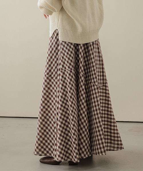 La-gemme（ラジェム）の「ギンガムチェックマキシフレアスカート（スカート・レディース・グレー/ブルー/ブラック/ブラウン/レッド/グリーン・C/フリー）」の17枚目の写真