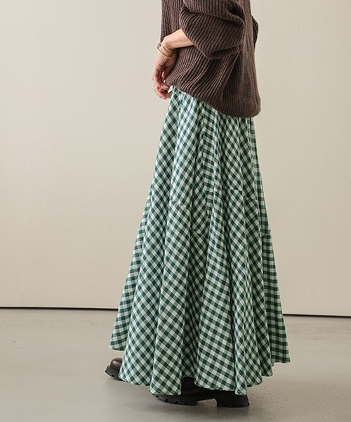 La-gemme（ラジェム）の「ギンガムチェックマキシフレアスカート（スカート・レディース・グレー/ブルー/ブラック/ブラウン/レッド/グリーン・C/フリー）」の18枚目の写真