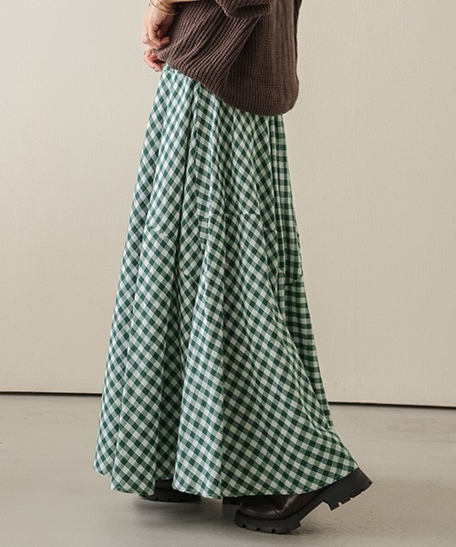 La-gemme（ラジェム）の「ギンガムチェックマキシフレアスカート（スカート・レディース・グレー/ブルー/ブラック/ブラウン/レッド/グリーン・C/フリー）」の19枚目の写真